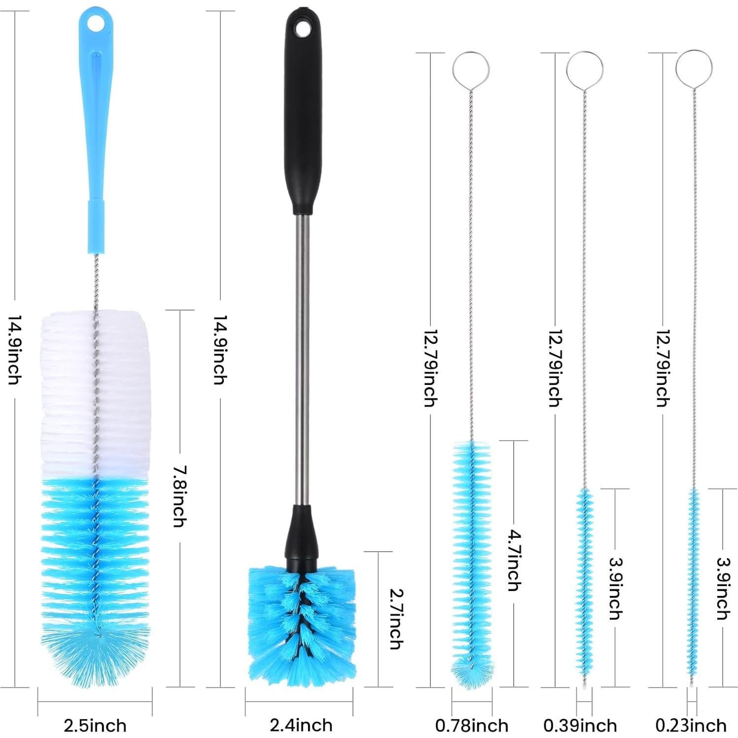 Juego de 5 cepillos limpiadores de botellas TooLe - Acero inoxidable y nylon