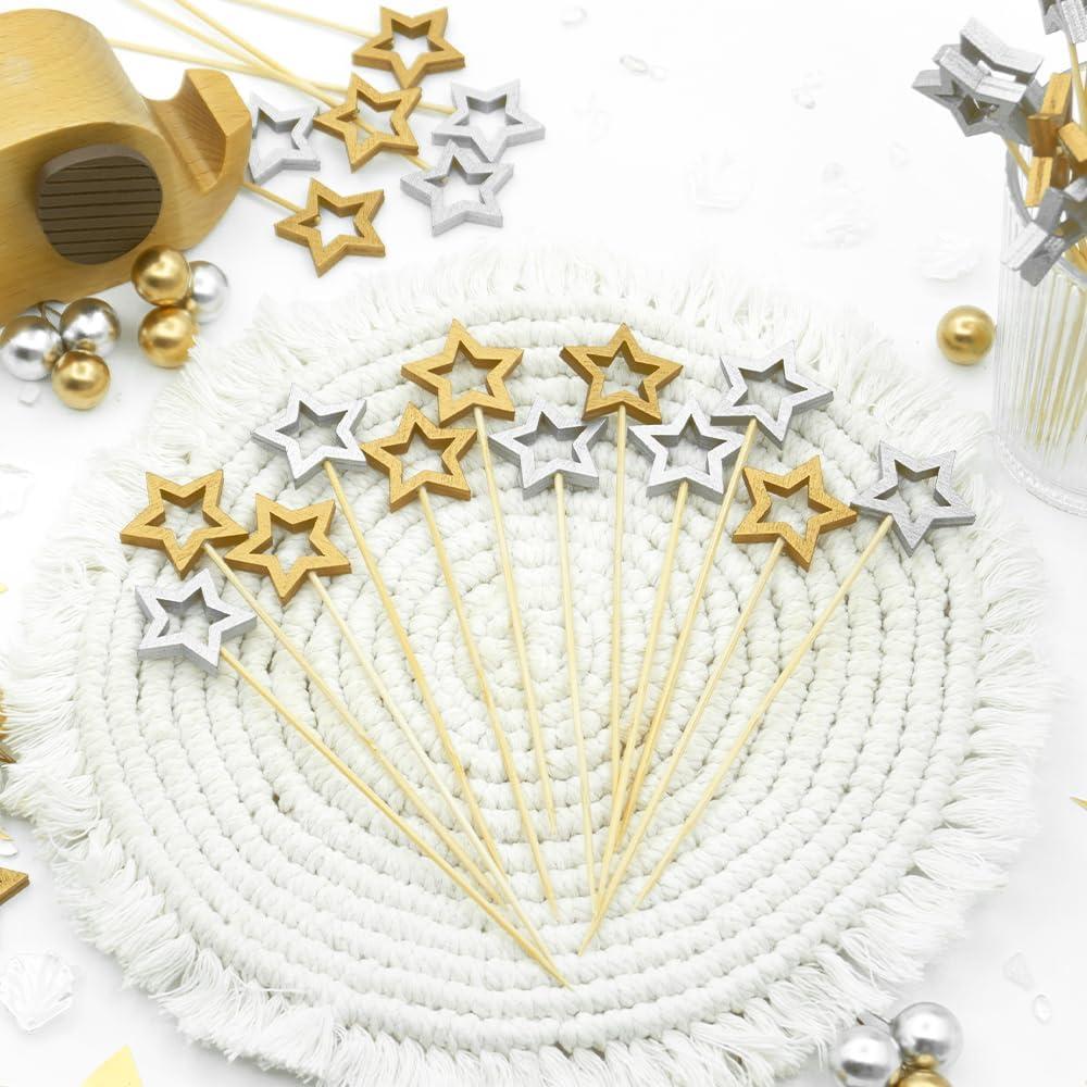 Palillos de cóctel Jiooil Bear 14 cm, 50 unidades doradas