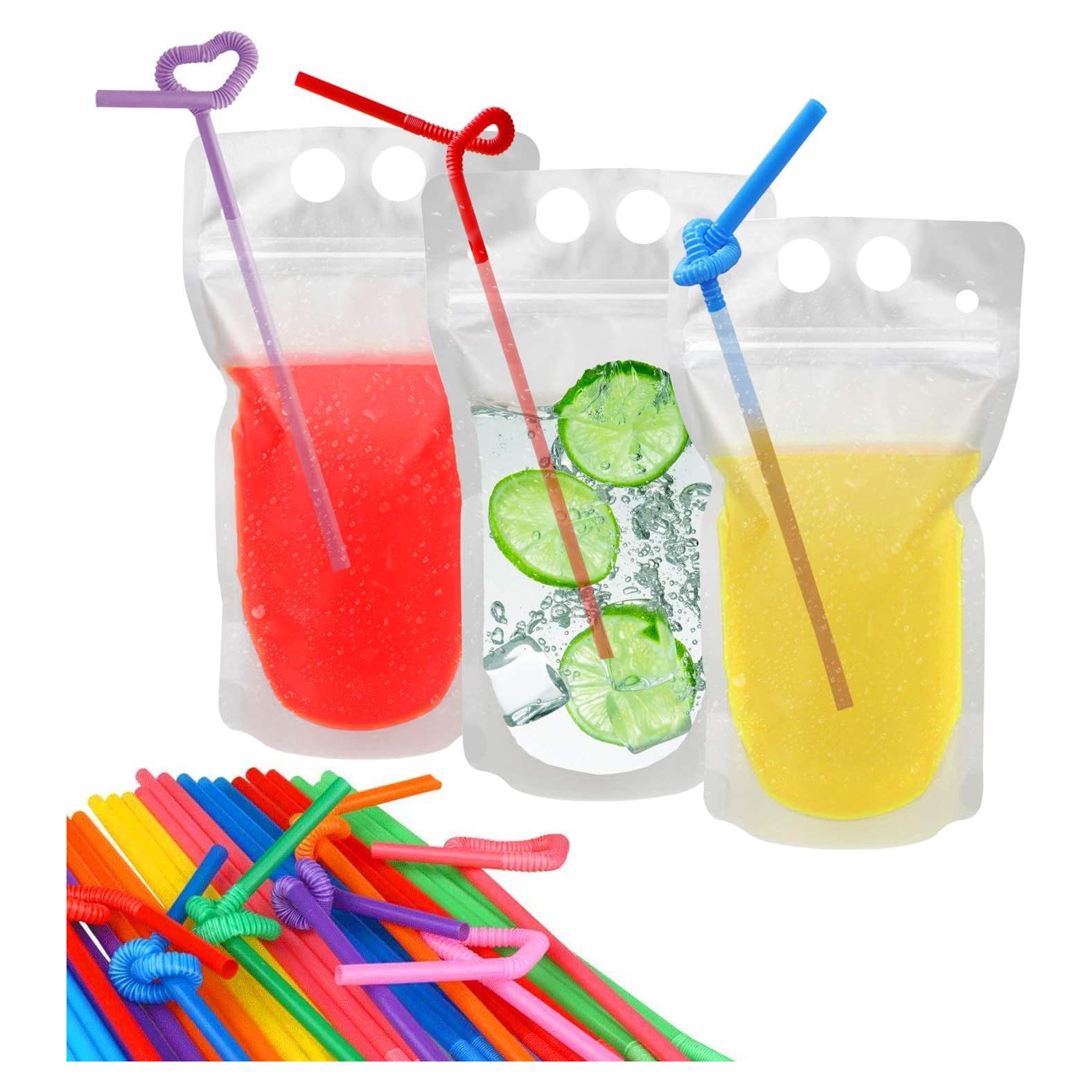 100 Bolsas de Bebida Ucio Recerrables 450 ml Translúcidas