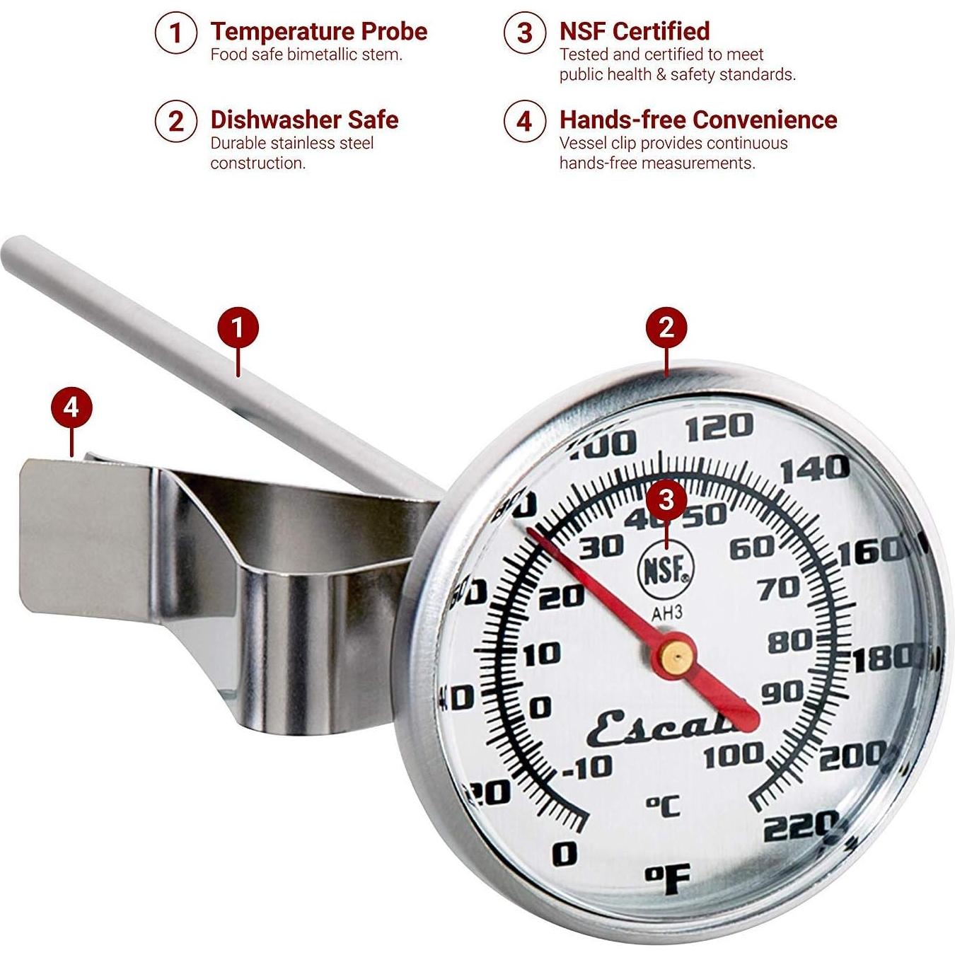 Termómetro Escali AH3 de Lectura Instantánea con Clip NSF