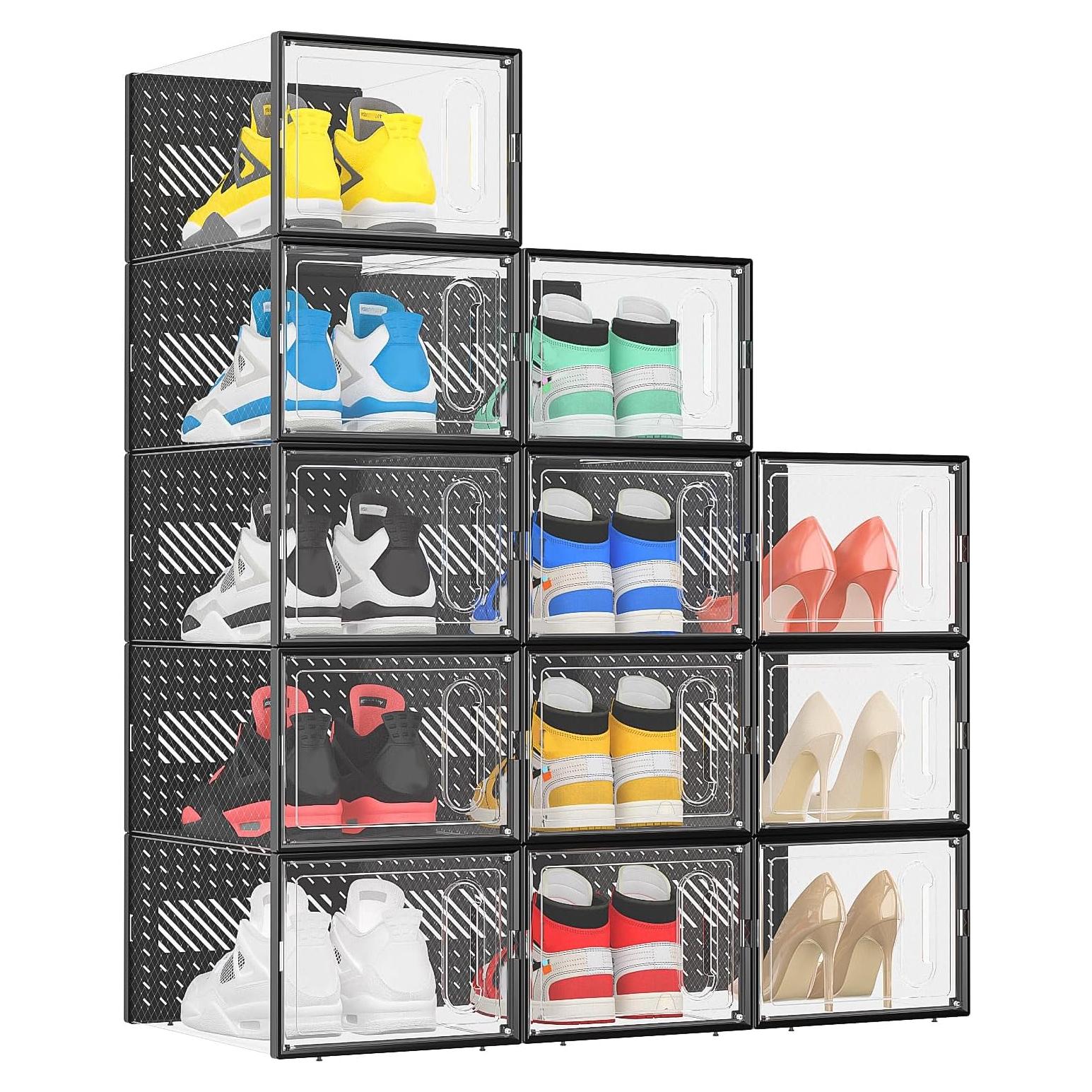 Organizador de Zapatos eWonLife X-Large 12 Cajas Apilables Negro