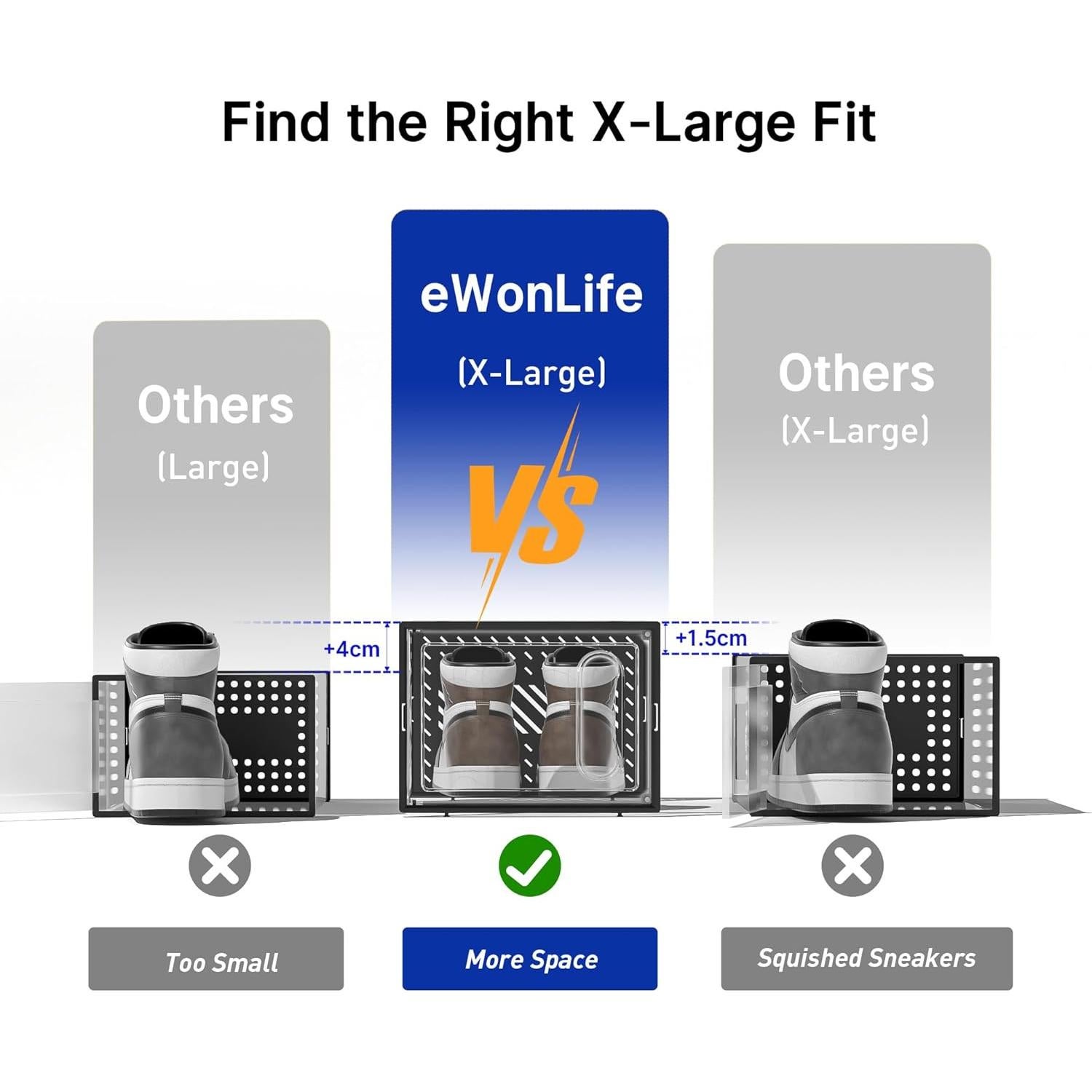 Organizador de Zapatos eWonLife X-Large 12 Cajas Apilables Negro