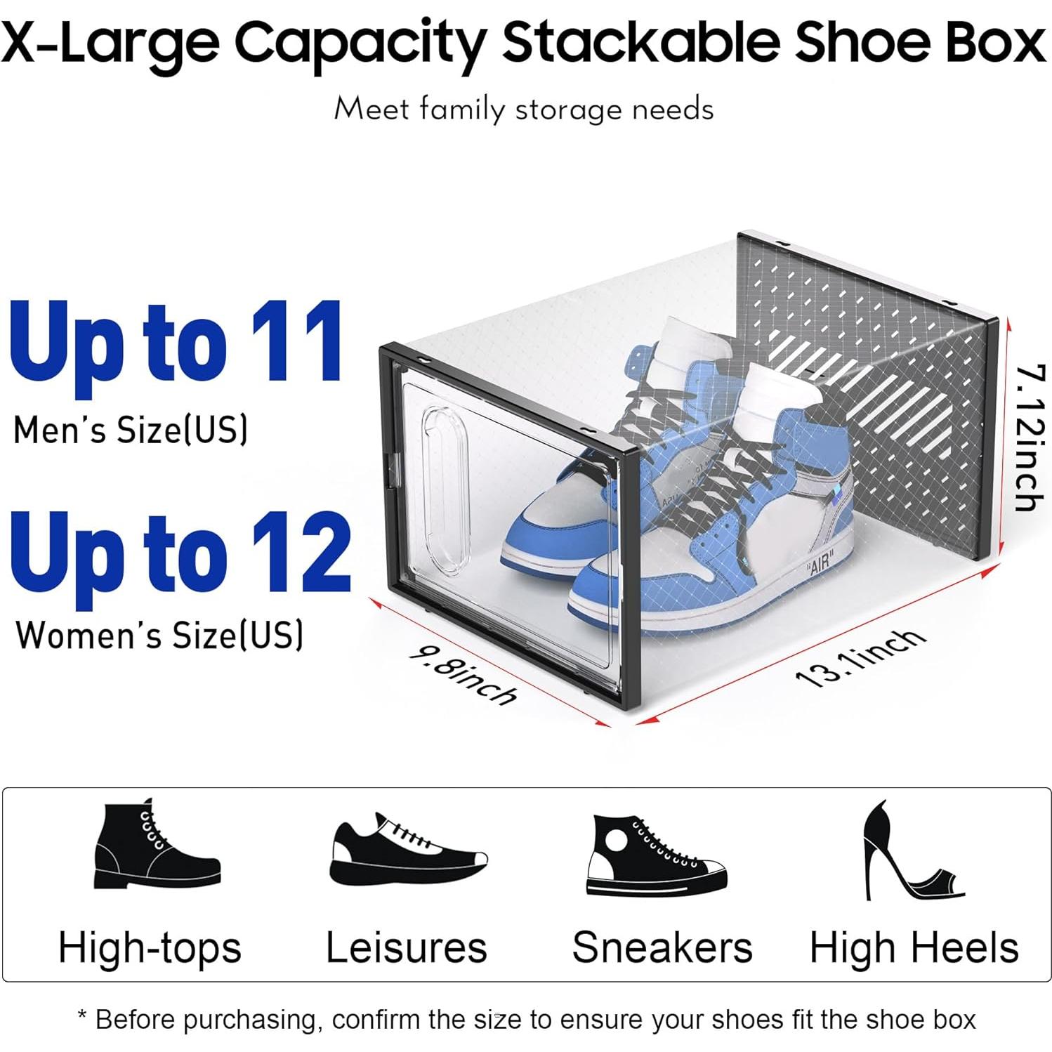 Organizador de Zapatos eWonLife X-Large 12 Cajas Apilables Negro