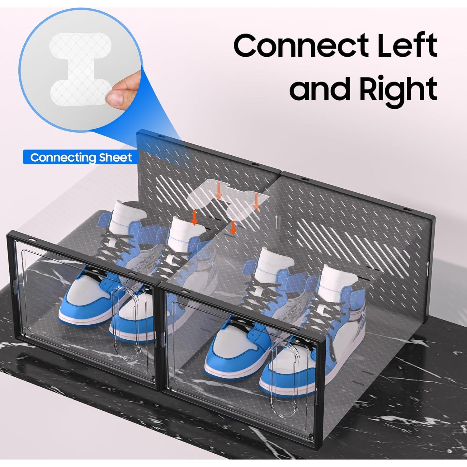 Organizador de Zapatos eWonLife X-Large 12 Cajas Apilables Negro