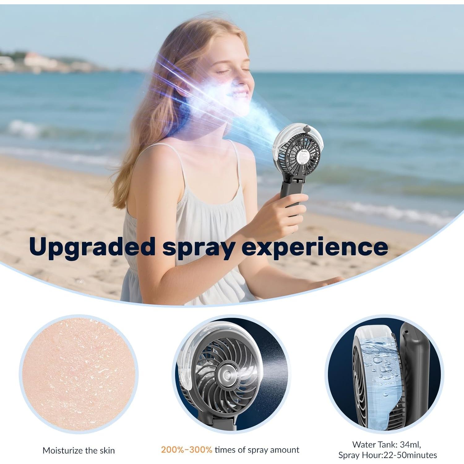 Ventilador de Mano Recargable HandFan HF318D Negro 5200mAh