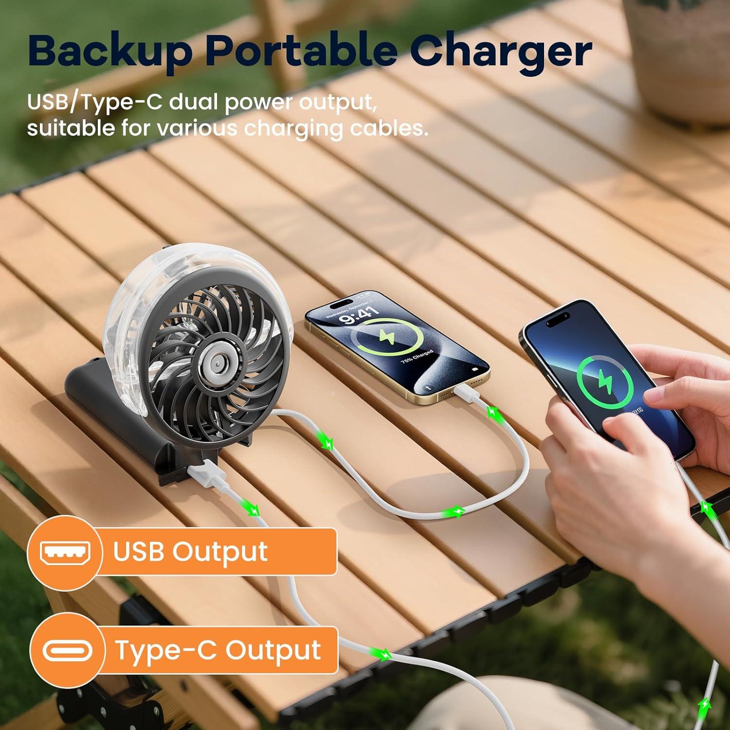 Ventilador de Mano Recargable HandFan HF318D Negro 5200mAh