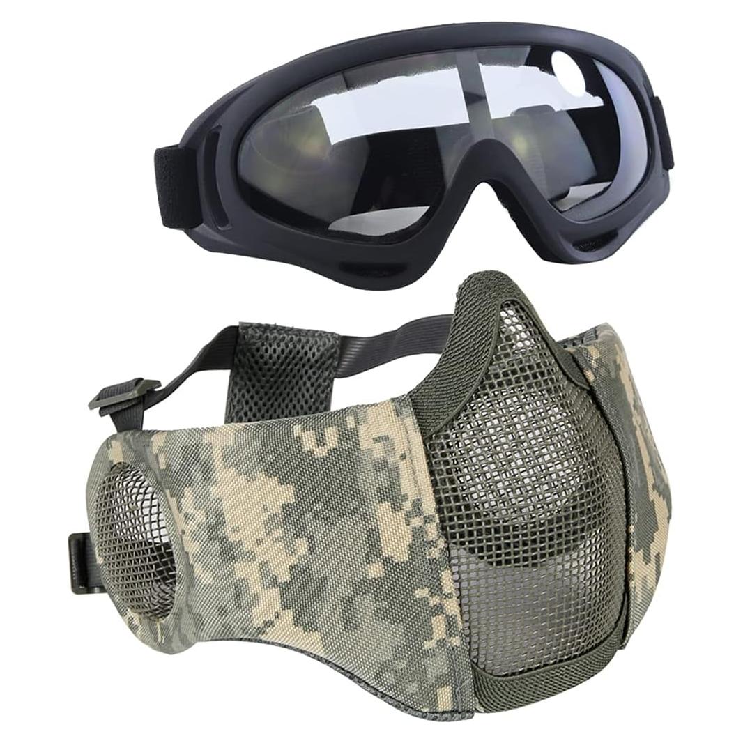 Conjunto de Protección Airsoft AOUTACC - Máscara y Gafas Tácticas
