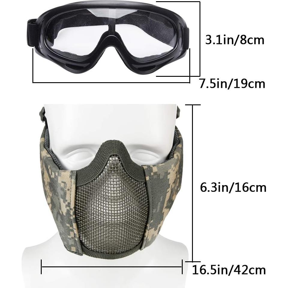 Conjunto de Protección Airsoft AOUTACC - Máscara y Gafas Tácticas