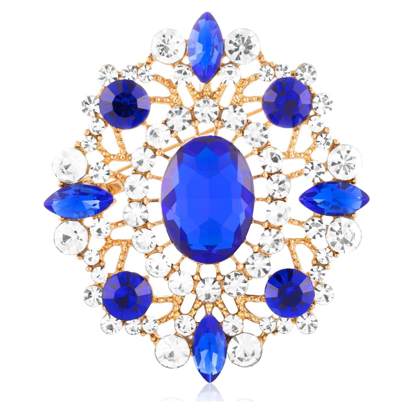 Broche Vintage Claro LAXPICOL de Cristal para Mujeres 46x54mm