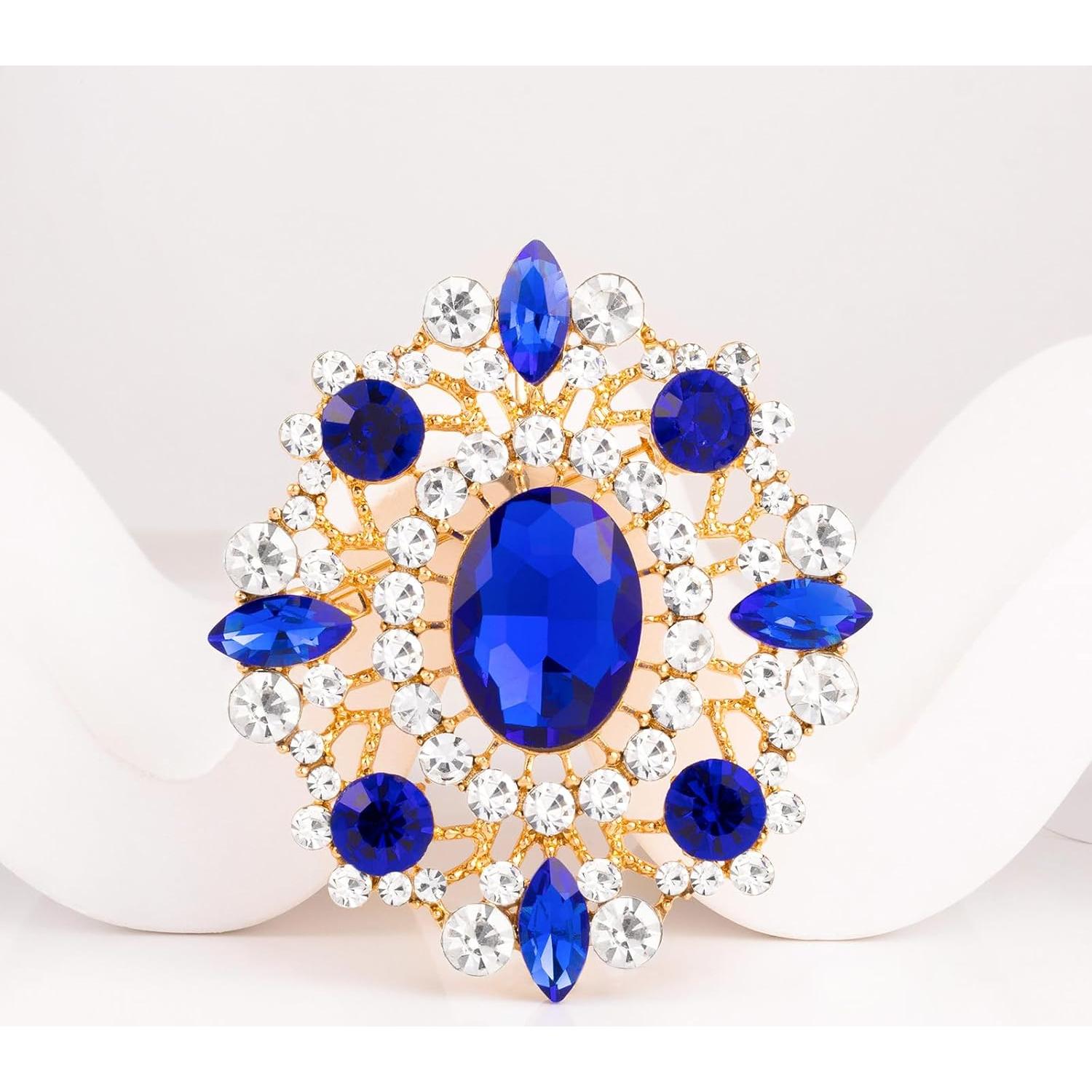 Broche Vintage Claro LAXPICOL de Cristal para Mujeres 46x54mm