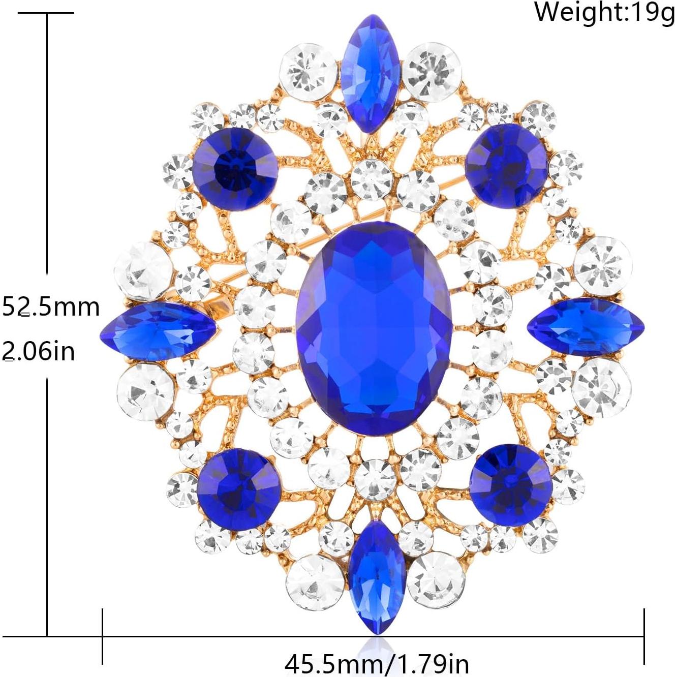 Broche Vintage Claro LAXPICOL de Cristal para Mujeres 46x54mm