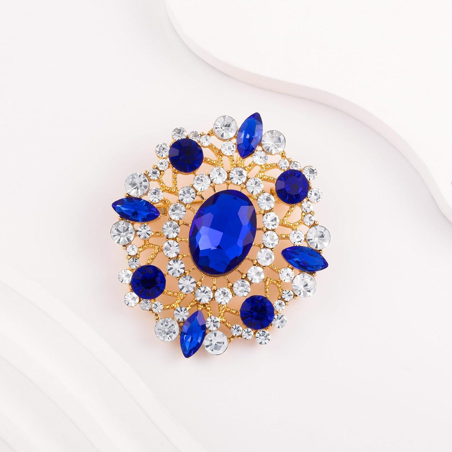 Broche Vintage Claro LAXPICOL de Cristal para Mujeres 46x54mm