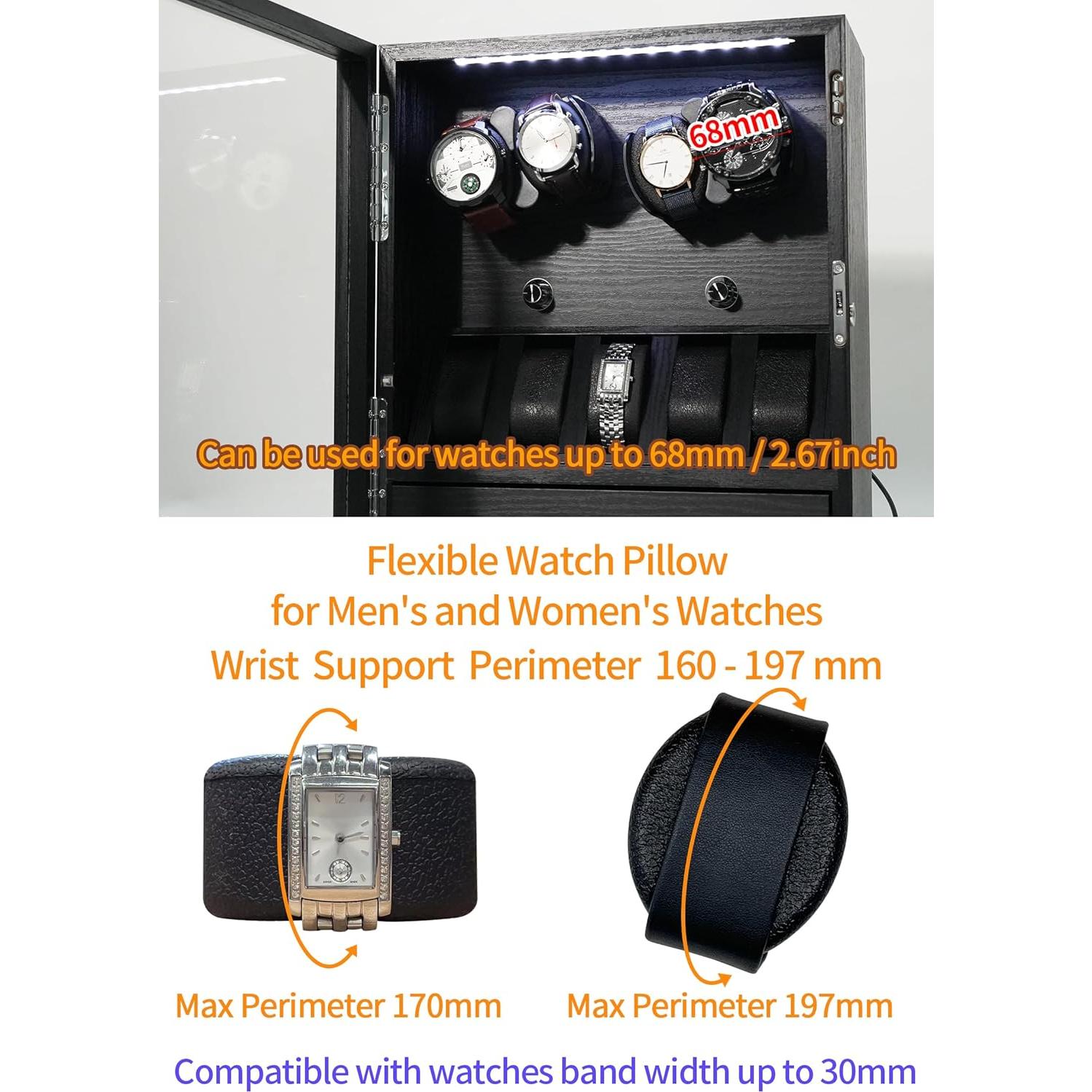 Winder de Reloj ORYX para 4 Relojes Automáticos con 5 Soportes