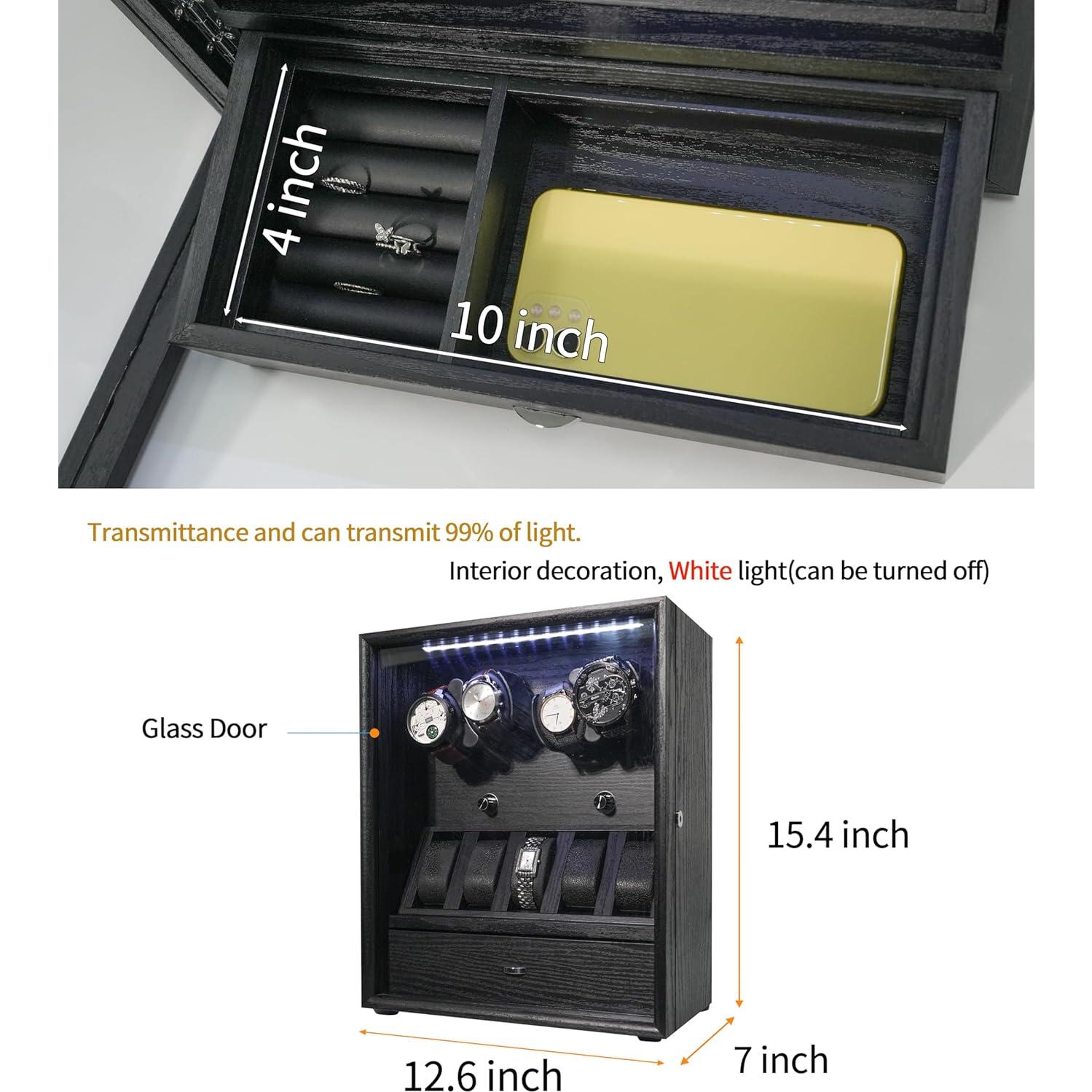 Winder de Reloj ORYX para 4 Relojes Automáticos con 5 Soportes