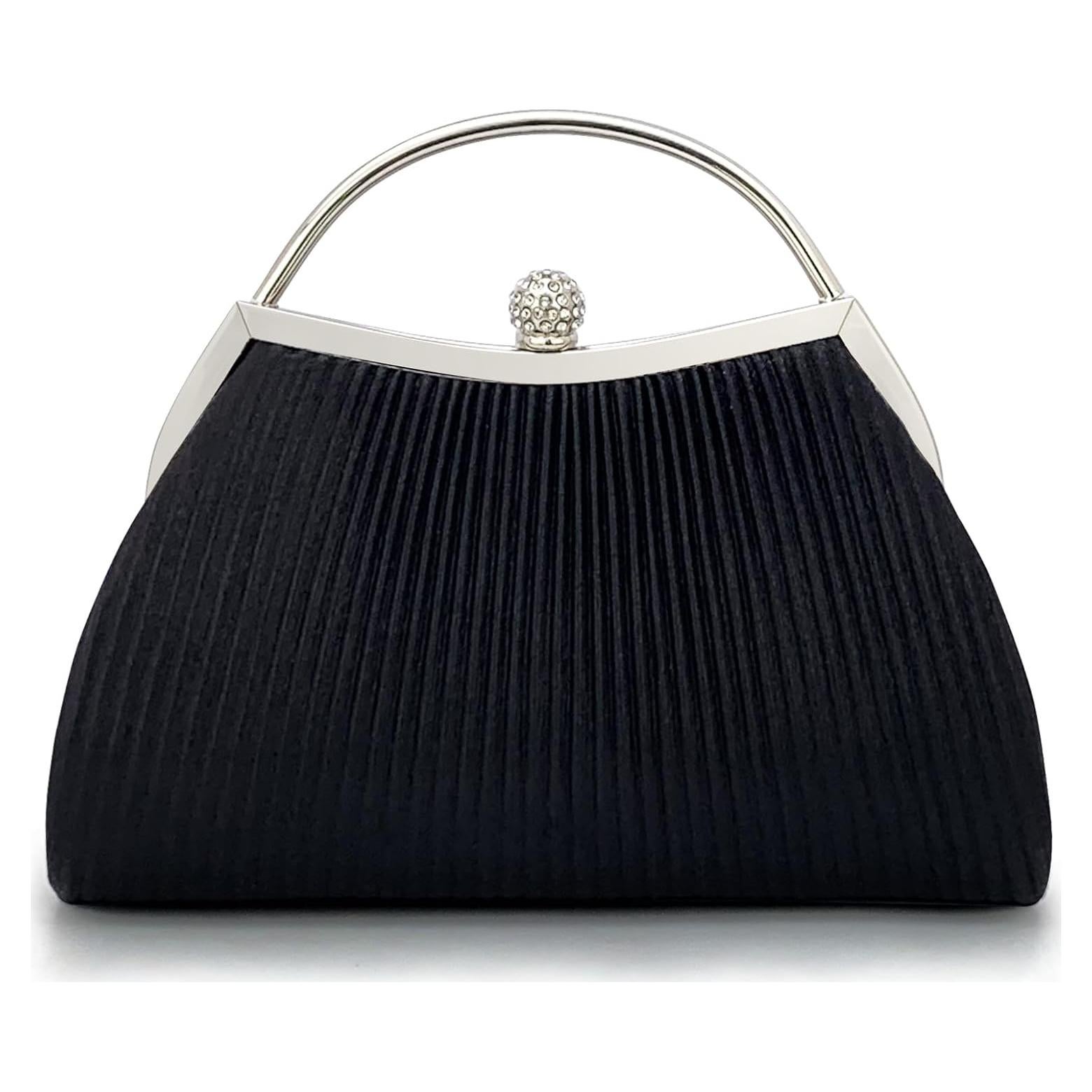 Bolso Clutch de Noche para Mujeres Negro con Cadena Desmontable