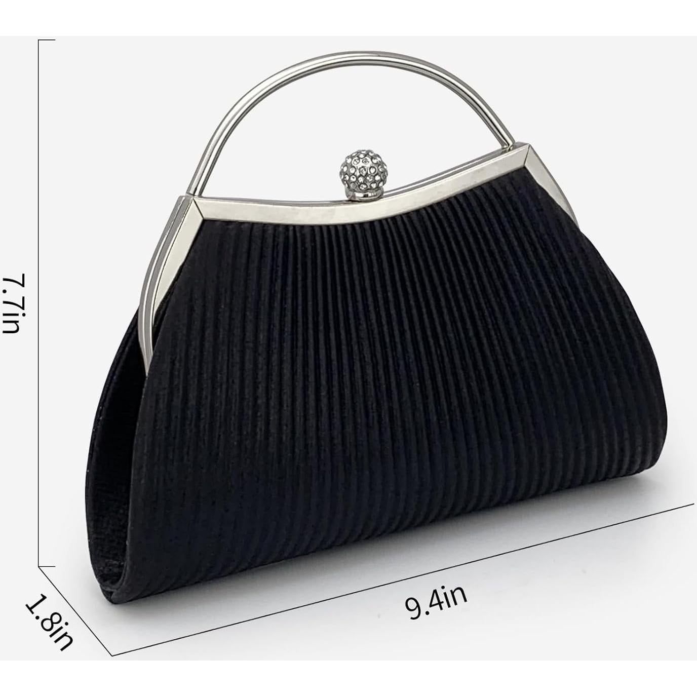 Bolso Clutch de Noche para Mujeres Negro con Cadena Desmontable