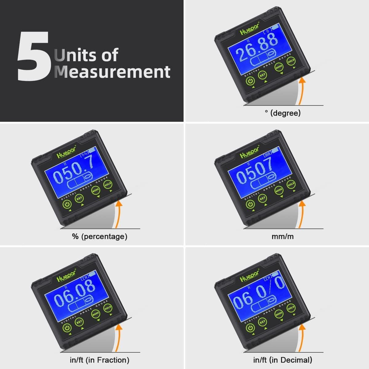Medidor de Ángulo Digital Huepar AG03 con Base Magnética