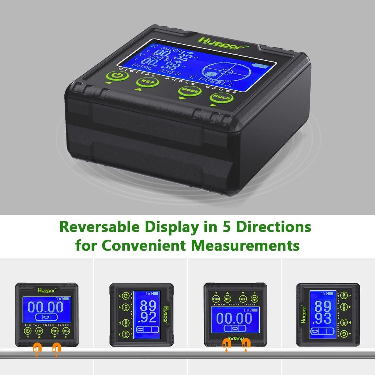 Medidor de Ángulo Digital Huepar AG03 con Base Magnética