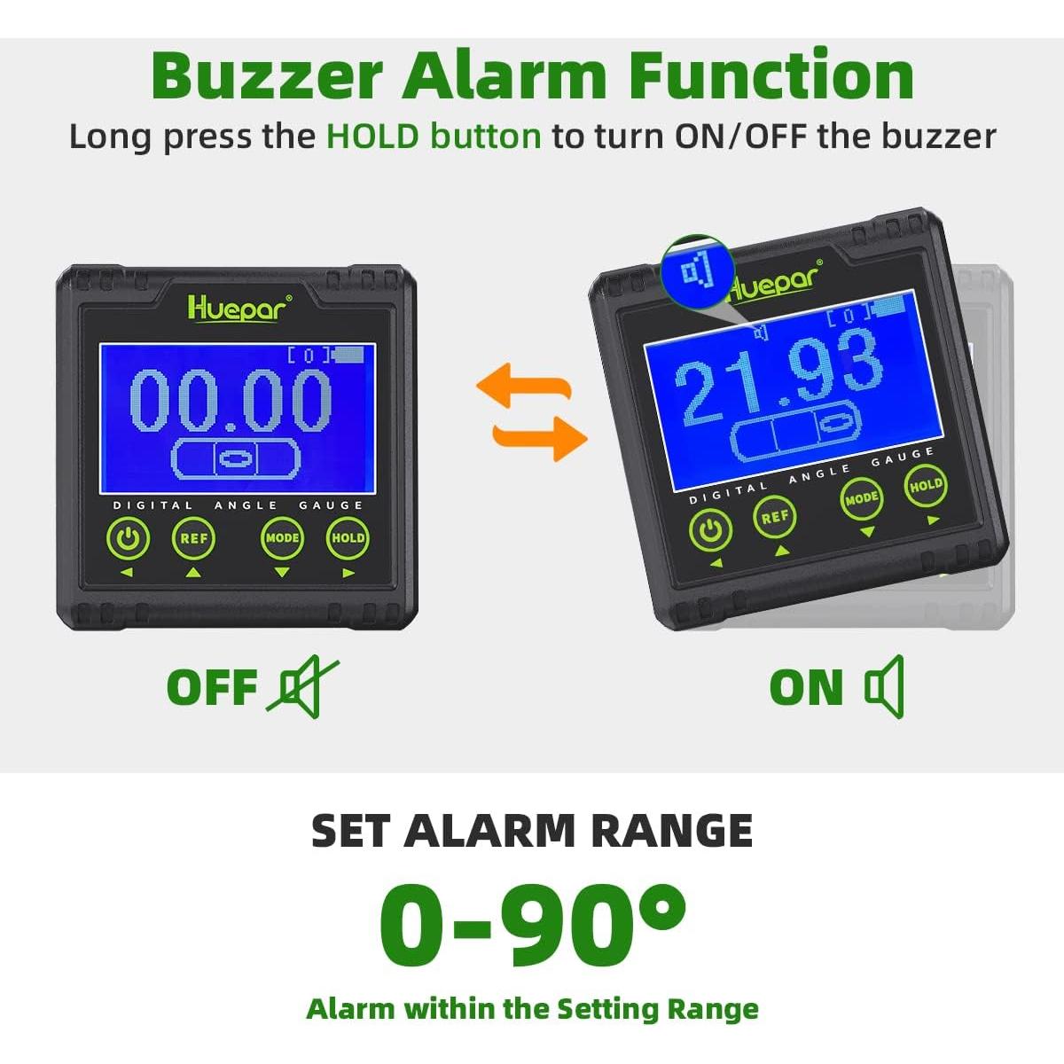 Medidor de Ángulo Digital Huepar AG03 con Base Magnética