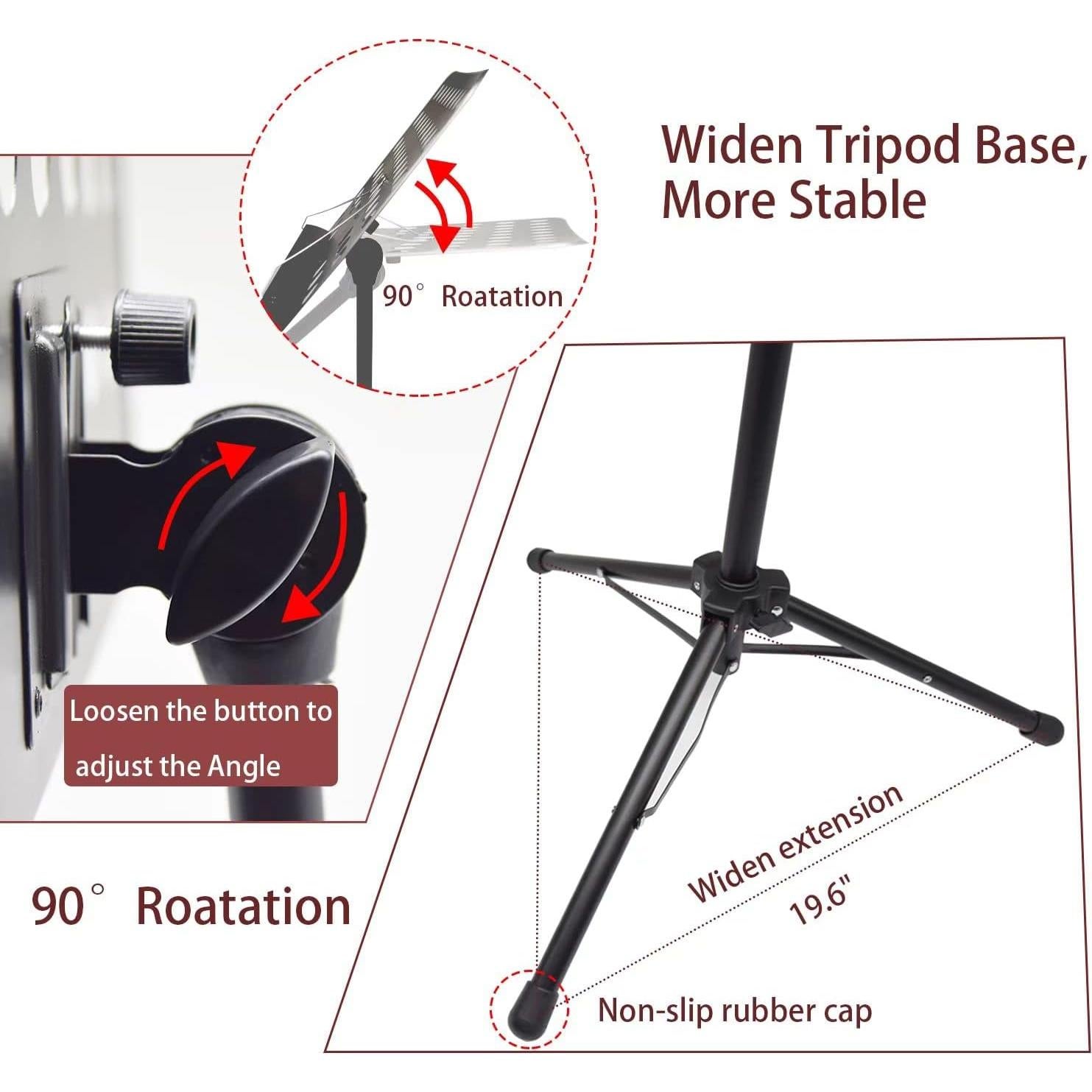 Atril de Partituras Tialero con Luz y Soporte Teléfono 84-145cm