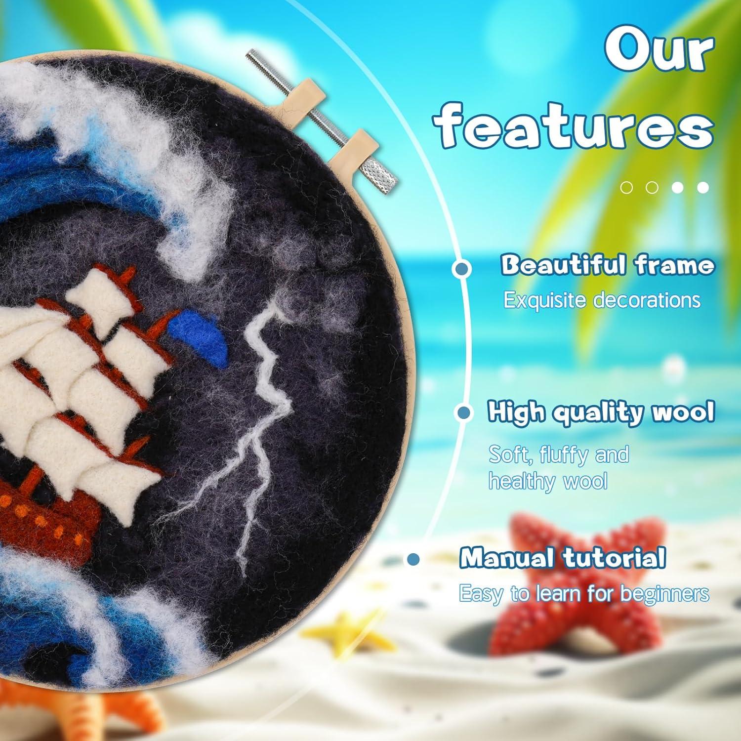 Kit de Fieltro de Aguja QMNNMA - Olas del Mar y Veleros