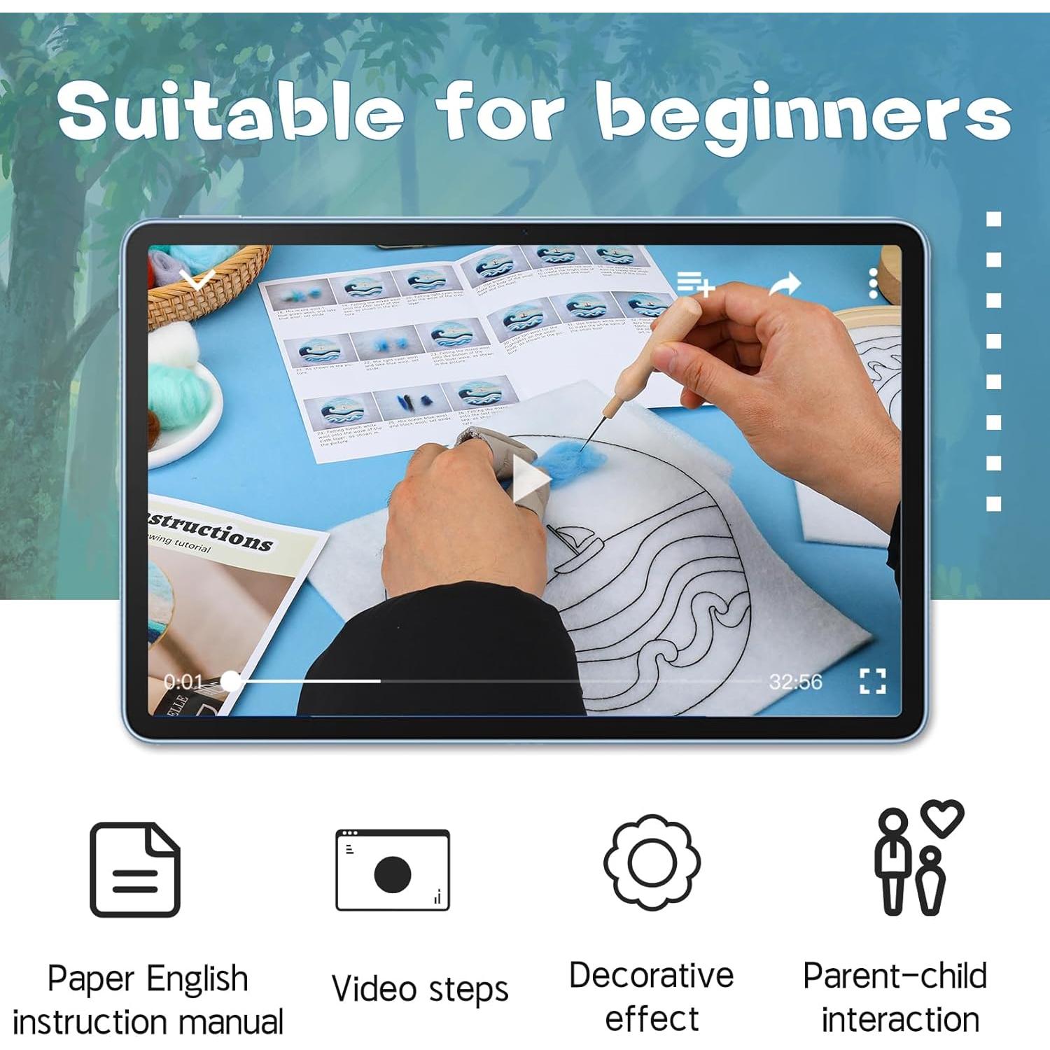 Kit de Fieltro de Aguja QMNNMA - Olas del Mar y Veleros