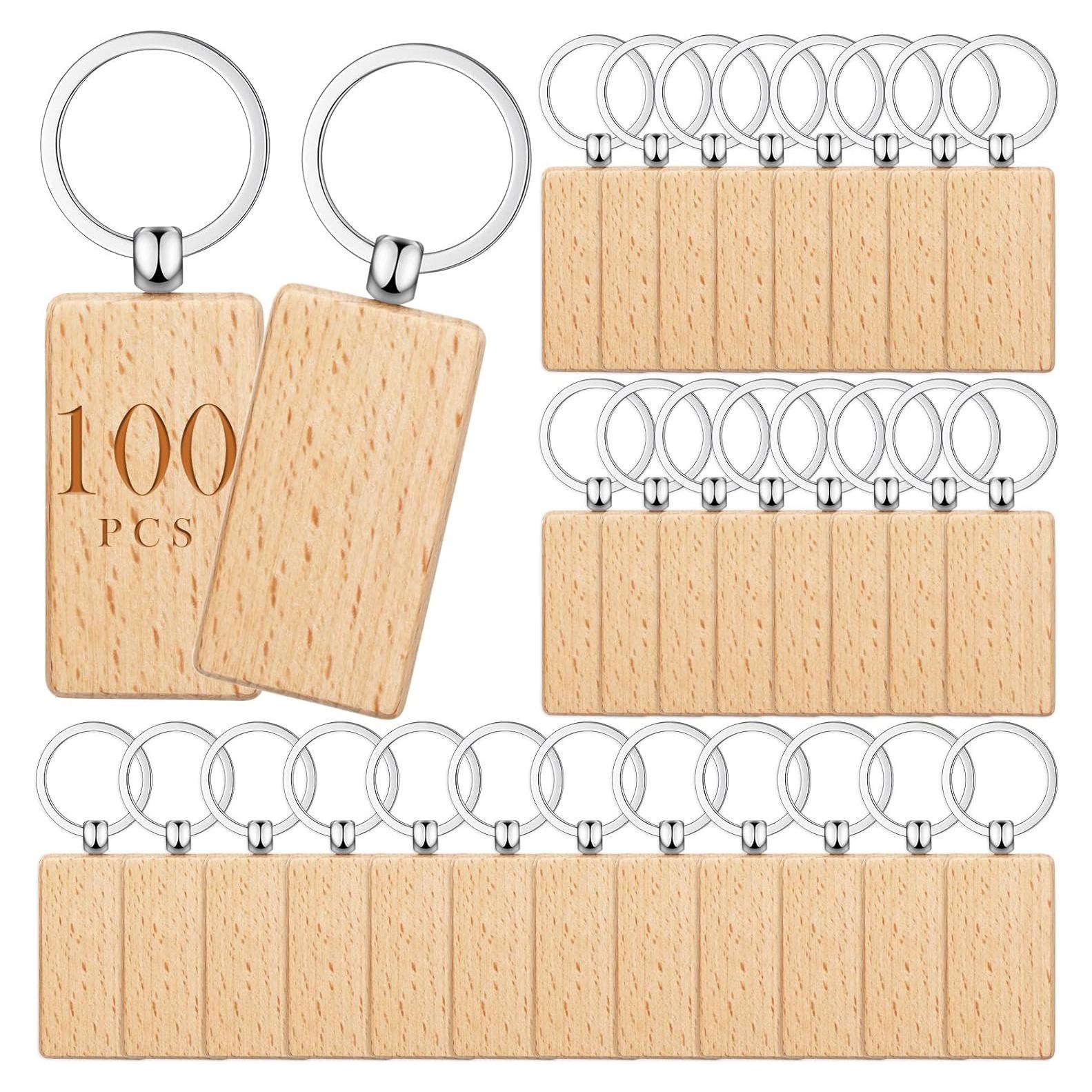 Llaveros de Madera en Blanco Yinkin 100 Pcs para DIY