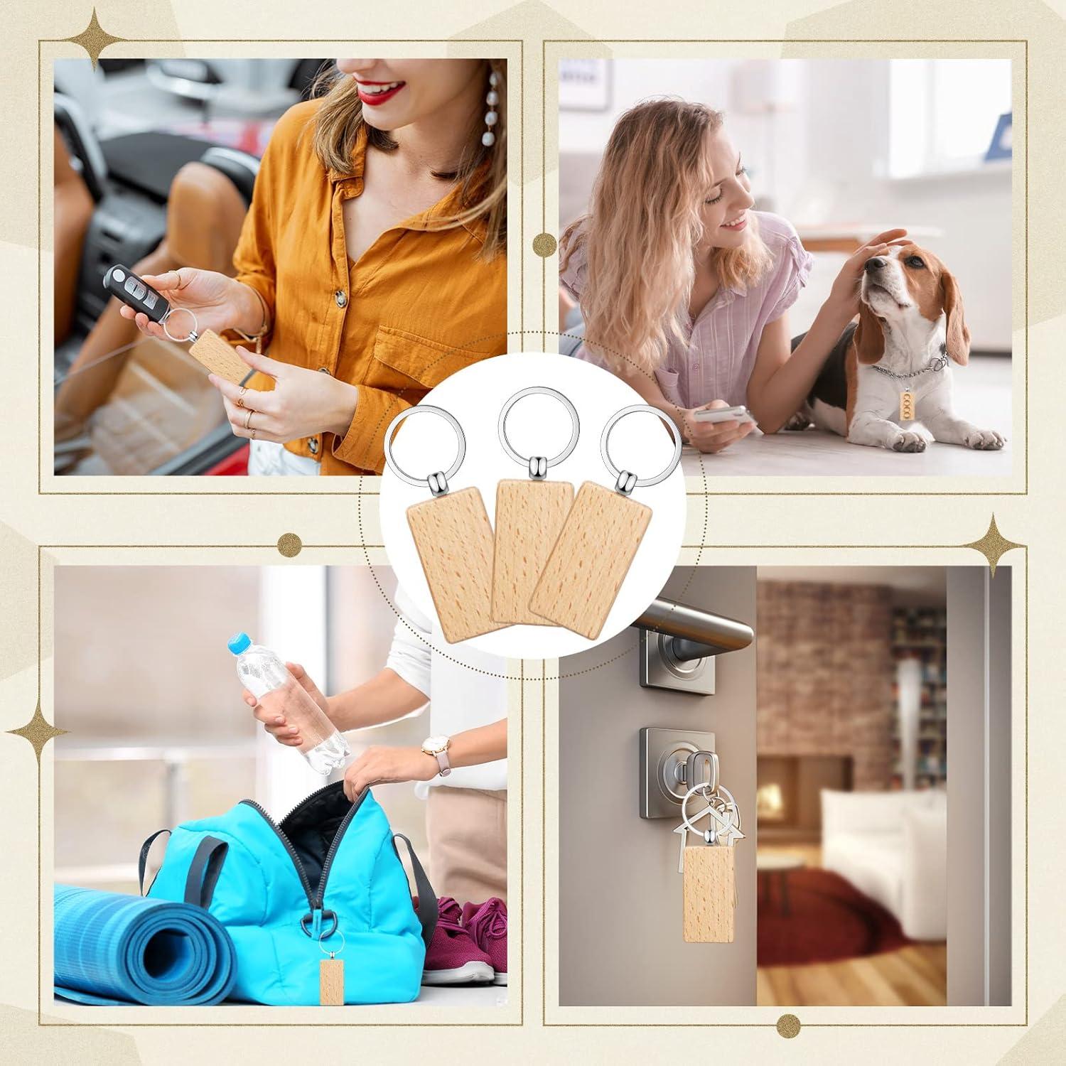 Llaveros de Madera en Blanco Yinkin 100 Pcs para DIY