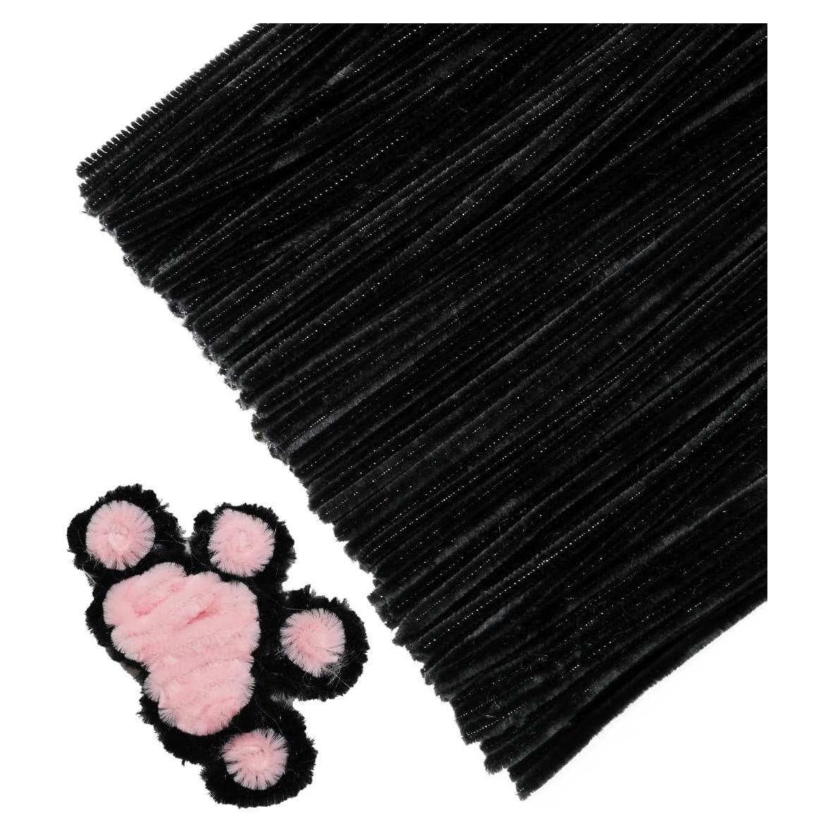 200 Limpiapipas Chenille Negros Tiehuoxia para Manualidades