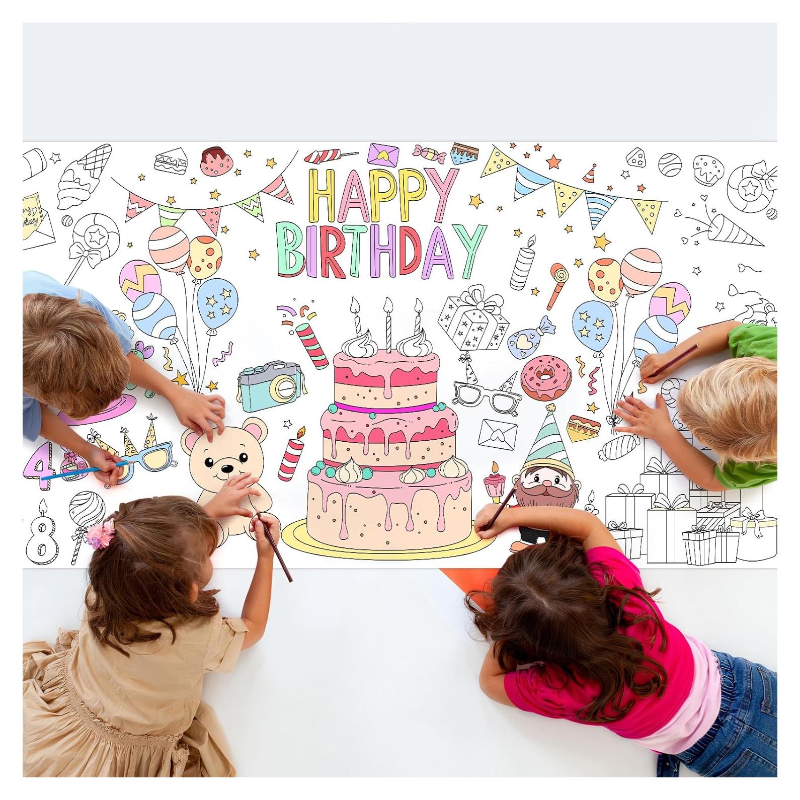 Póster Gigante para Colorear Cumpleaños ZIZICG 180x79 cm