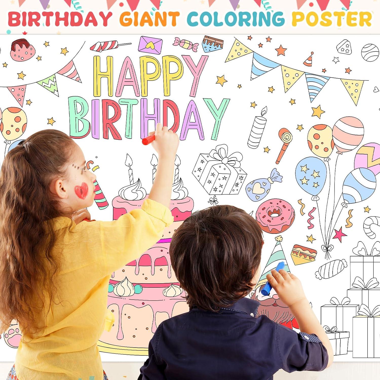 Póster Gigante para Colorear Cumpleaños ZIZICG 180x79 cm