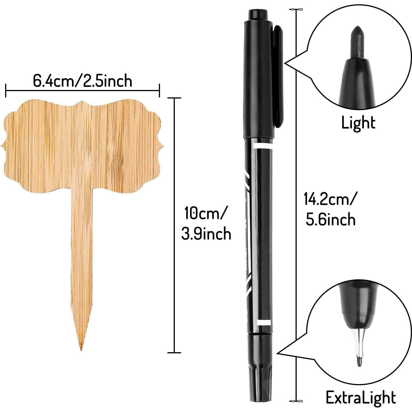 Etiquetas de Plantas de Bambú Whaline 60 Pcs con Marcador