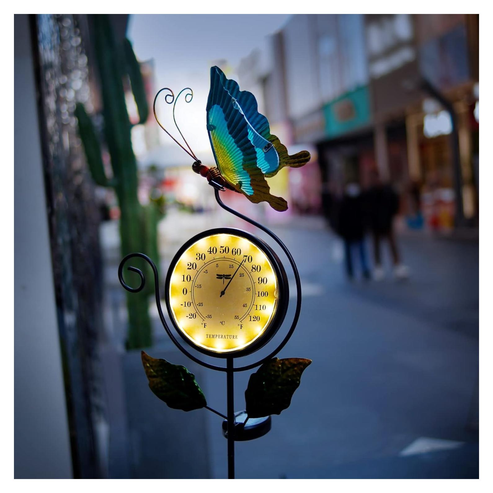 Termómetro de Exterior HONGLAND Mariposa LED Solar IP65