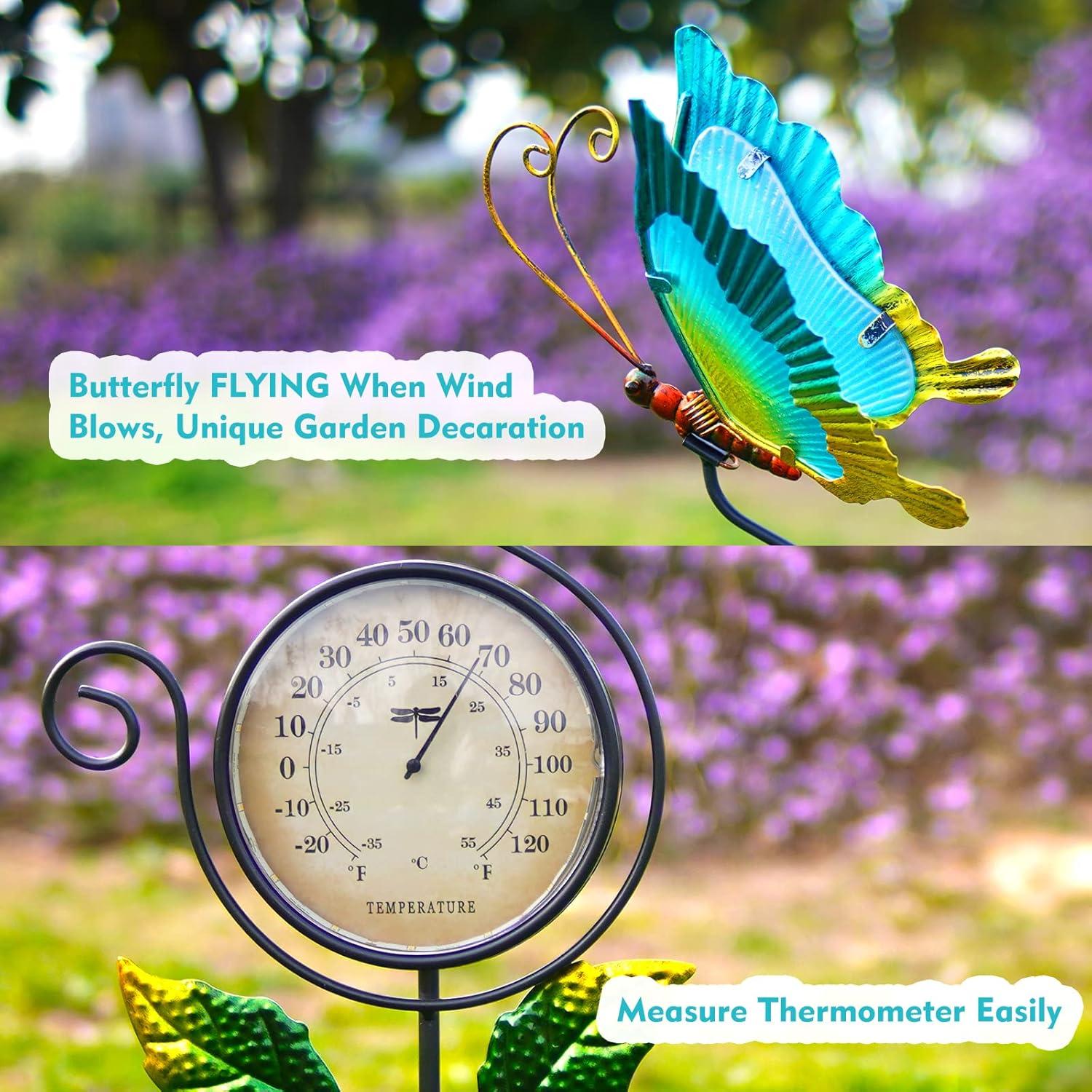 Termómetro de Exterior HONGLAND Mariposa LED Solar IP65