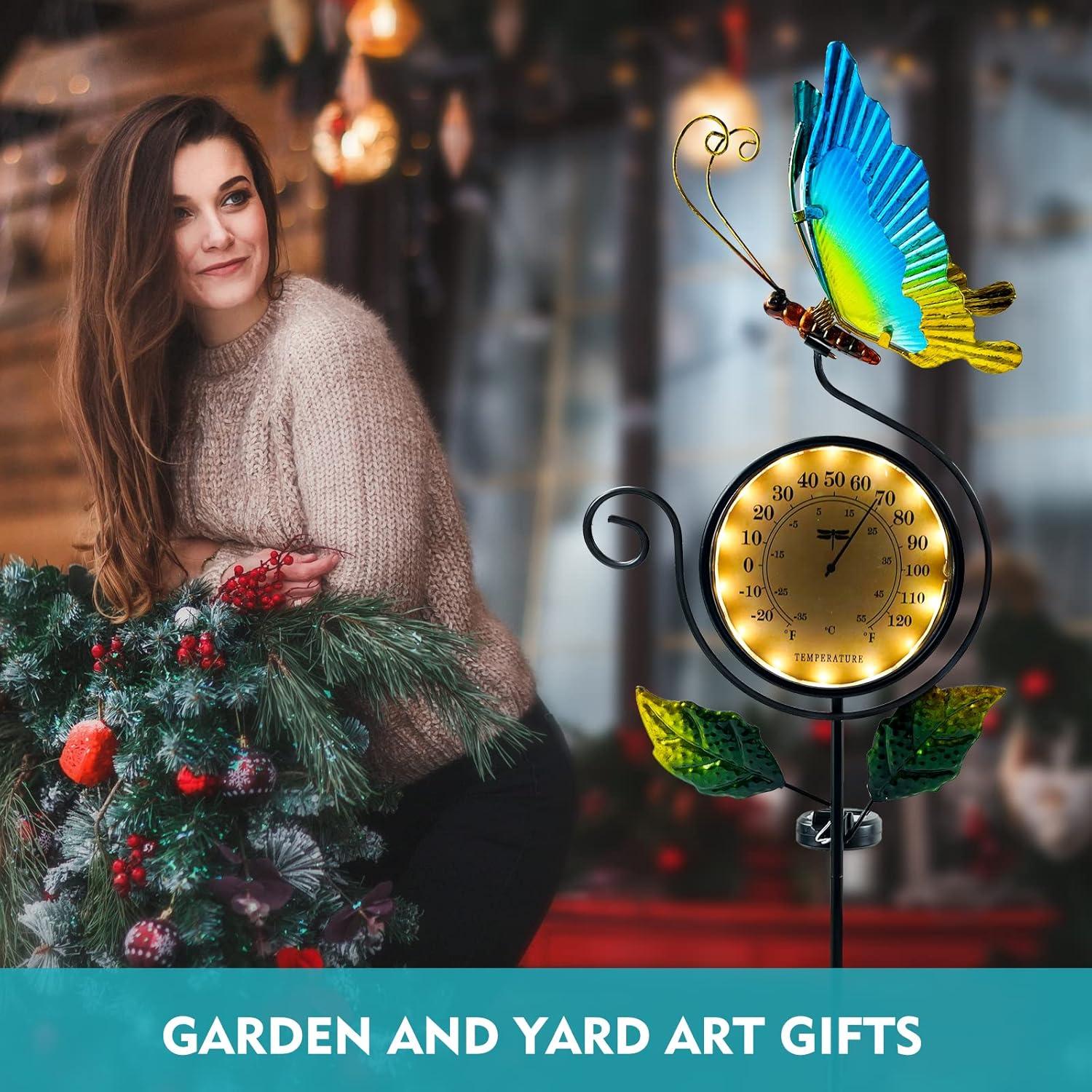 Termómetro de Exterior HONGLAND Mariposa LED Solar IP65