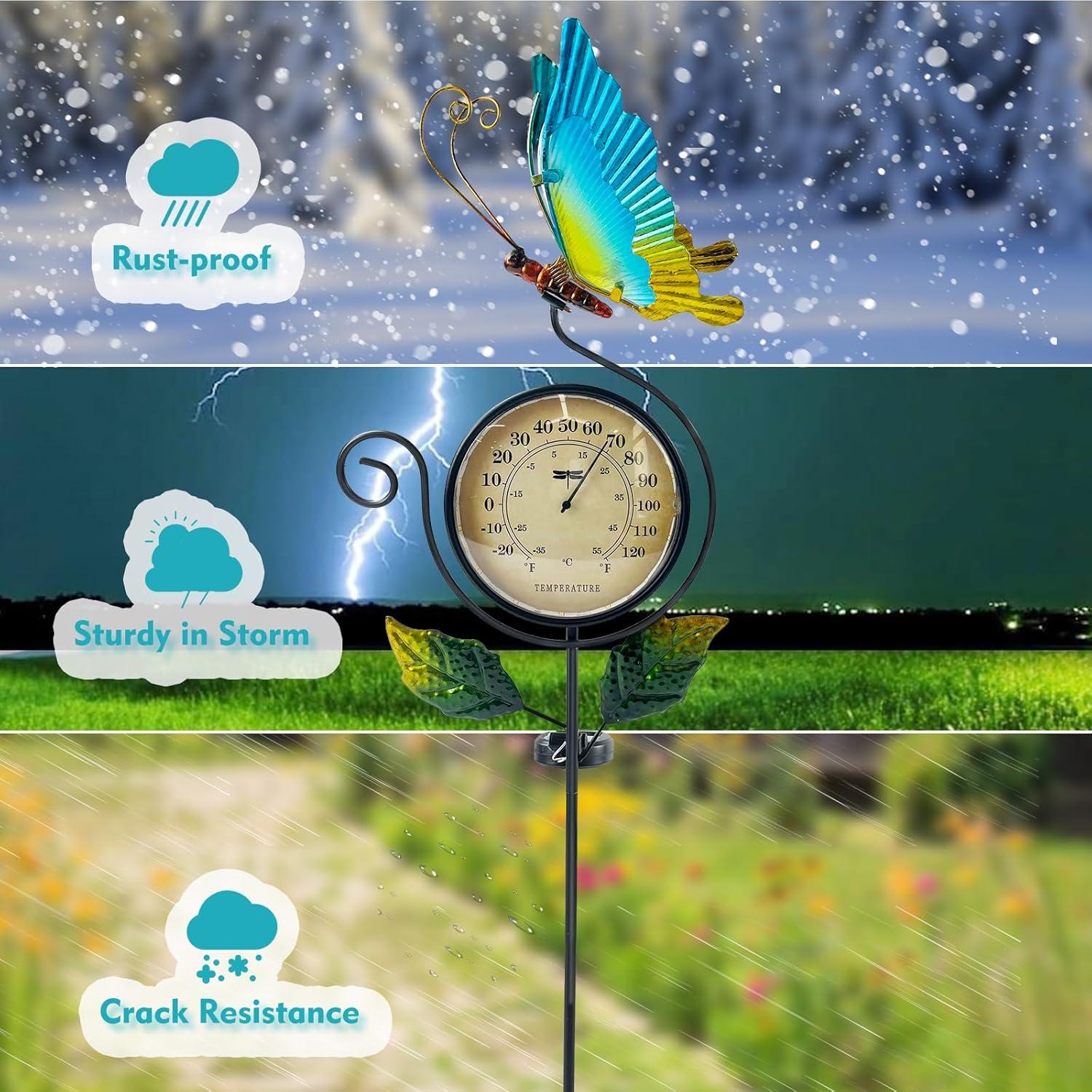 Termómetro de Exterior HONGLAND Mariposa LED Solar IP65