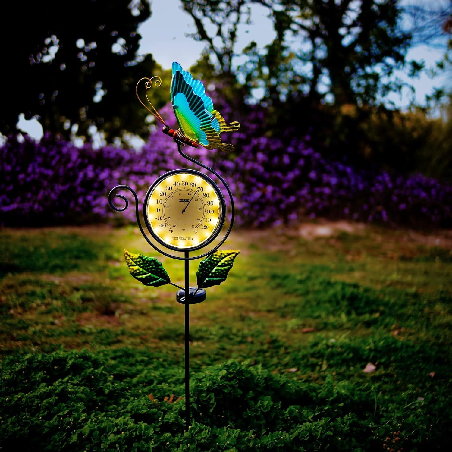 Termómetro de Exterior HONGLAND Mariposa LED Solar IP65