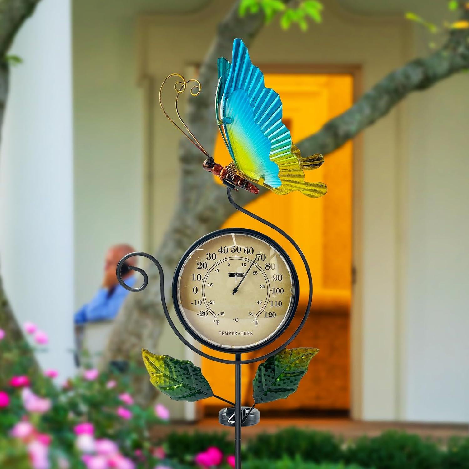 Termómetro de Exterior HONGLAND Mariposa LED Solar IP65