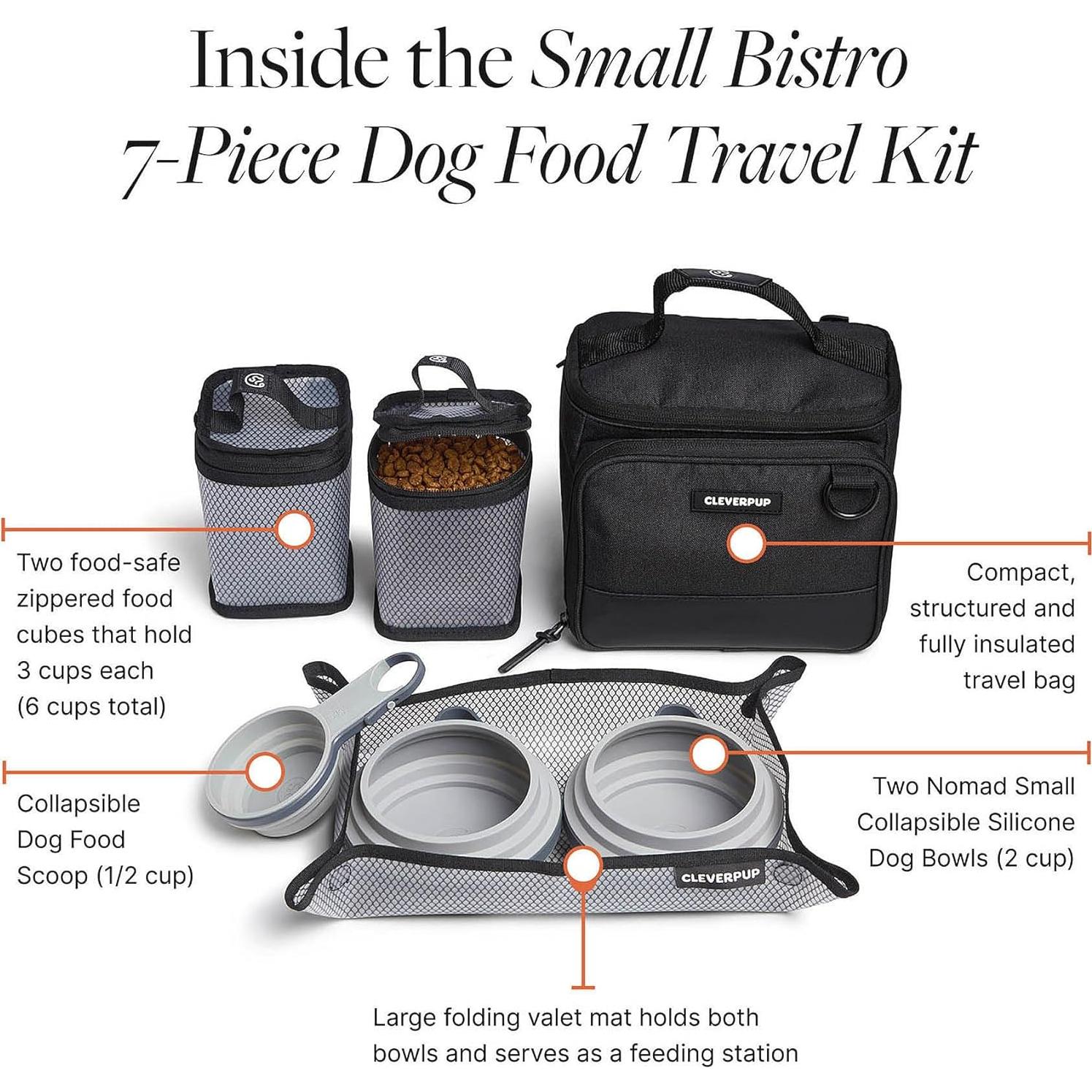 Kit de Viaje para Perros Cleverpup 7 Piezas Grafito