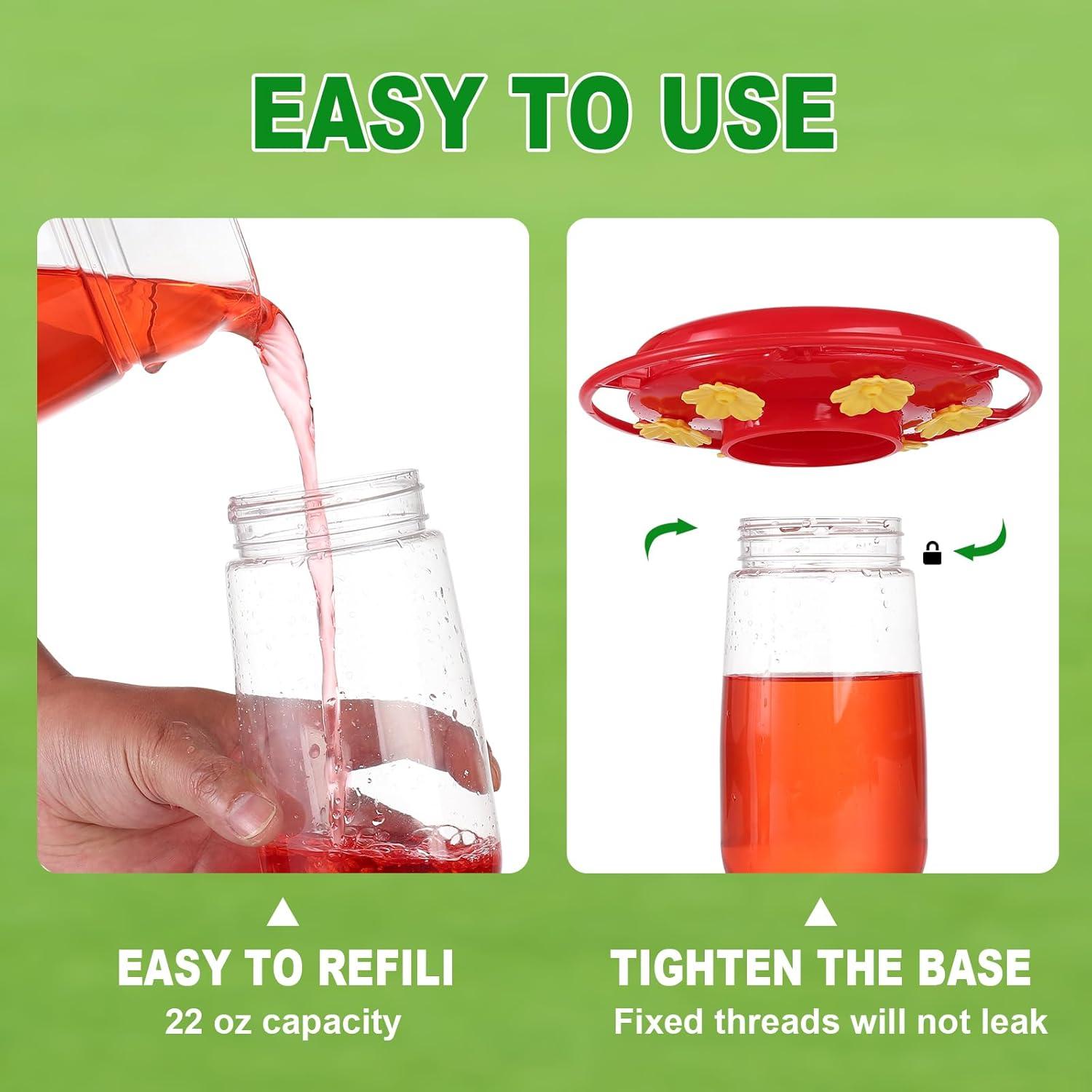 Alimentador de Colibrí Hpewi 0.64L Rojo a Prueba de Fugas