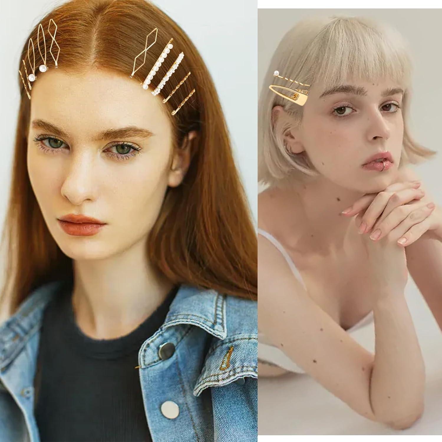 18 Pinzas de Pelo Doradas SHEHARUHI con Perlas - Accesorios Elegantes