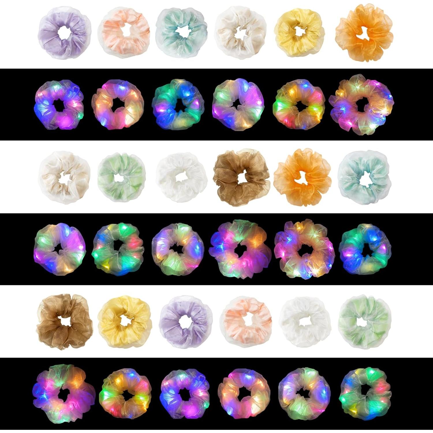 Scrunchies LED 18PCS Aosimin Brillan en la Oscuridad Multicolor