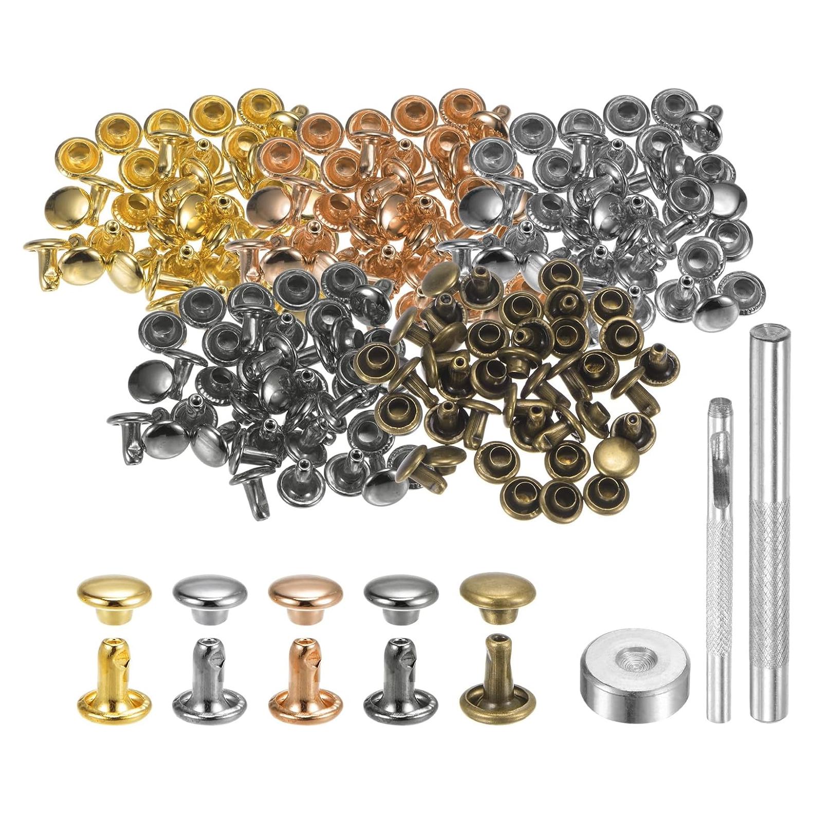 Conjuntos de Remaches de Cuero HARFINGTON 100pcs 6mm Metálicos