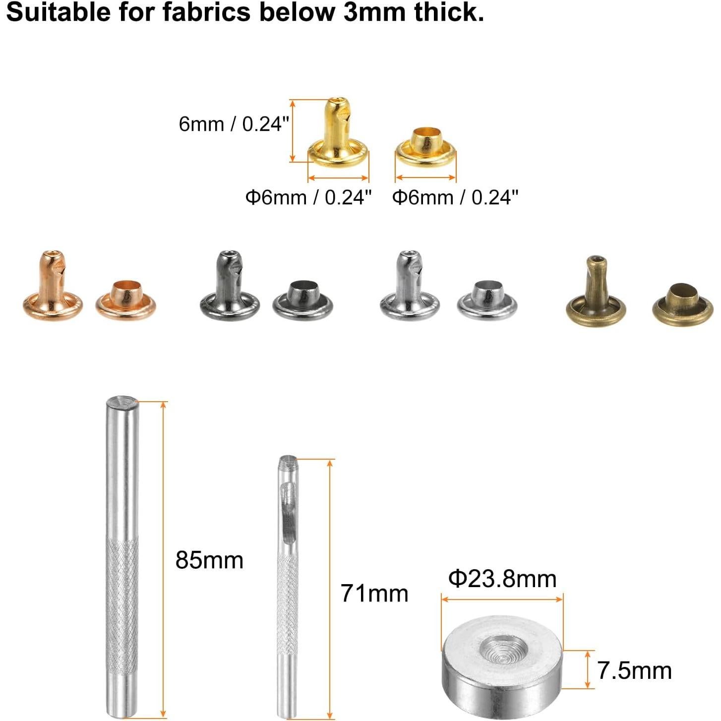 Conjuntos de Remaches de Cuero HARFINGTON 100pcs 6mm Metálicos