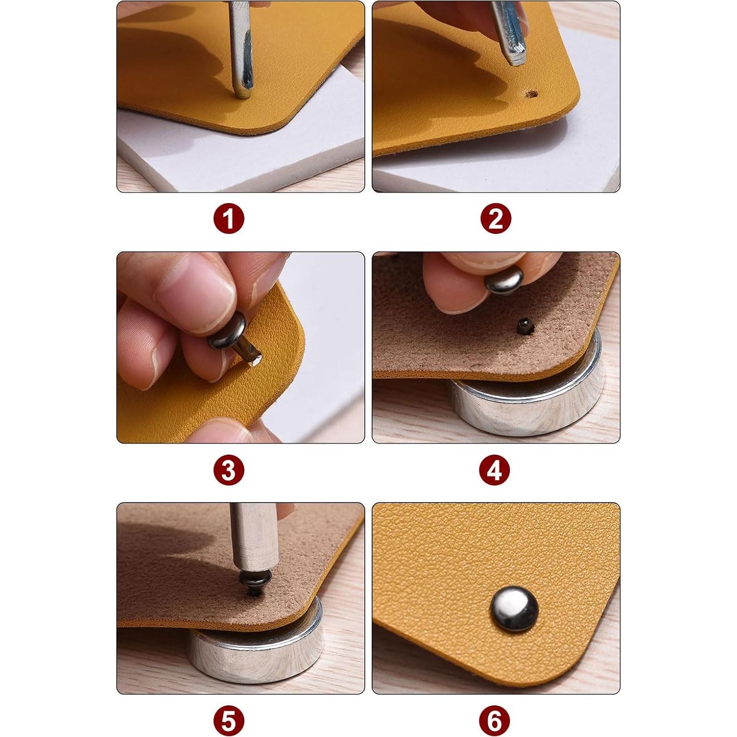 Conjuntos de Remaches de Cuero HARFINGTON 100pcs 6mm Metálicos