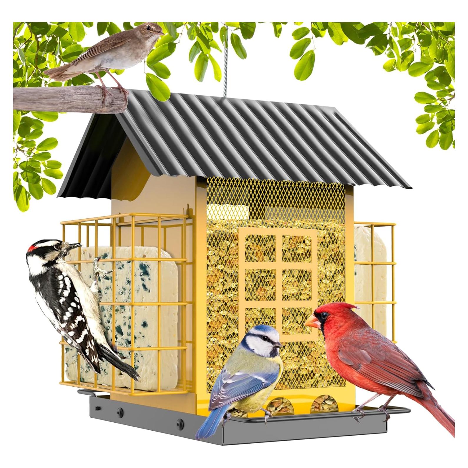 Comedero para Aves FlowaFoli Amarillo 1.67 kg Resistente Clima