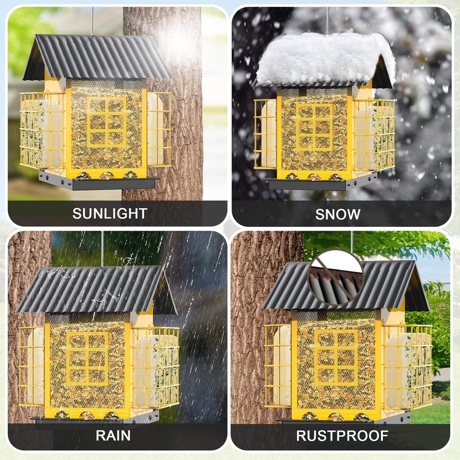 Comedero para Aves FlowaFoli Amarillo 1.67 kg Resistente Clima