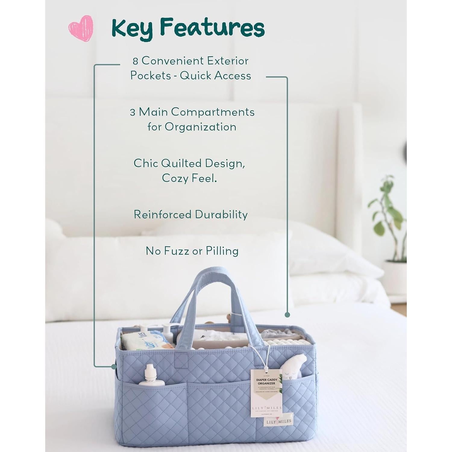 Organizador de Pañales Lily Miles Brisa de Bebé Acolchado