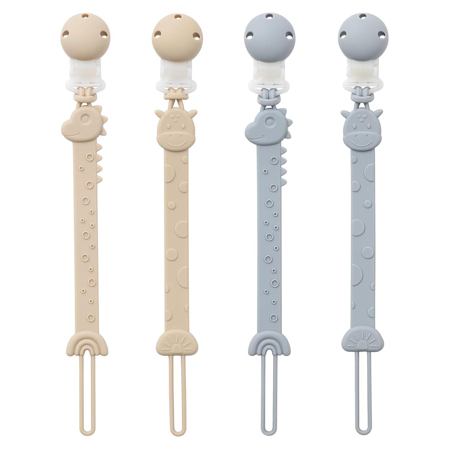 Clip de Chupete de Silicona 4 Pcs YI2307 Marfil y Azul Bebé