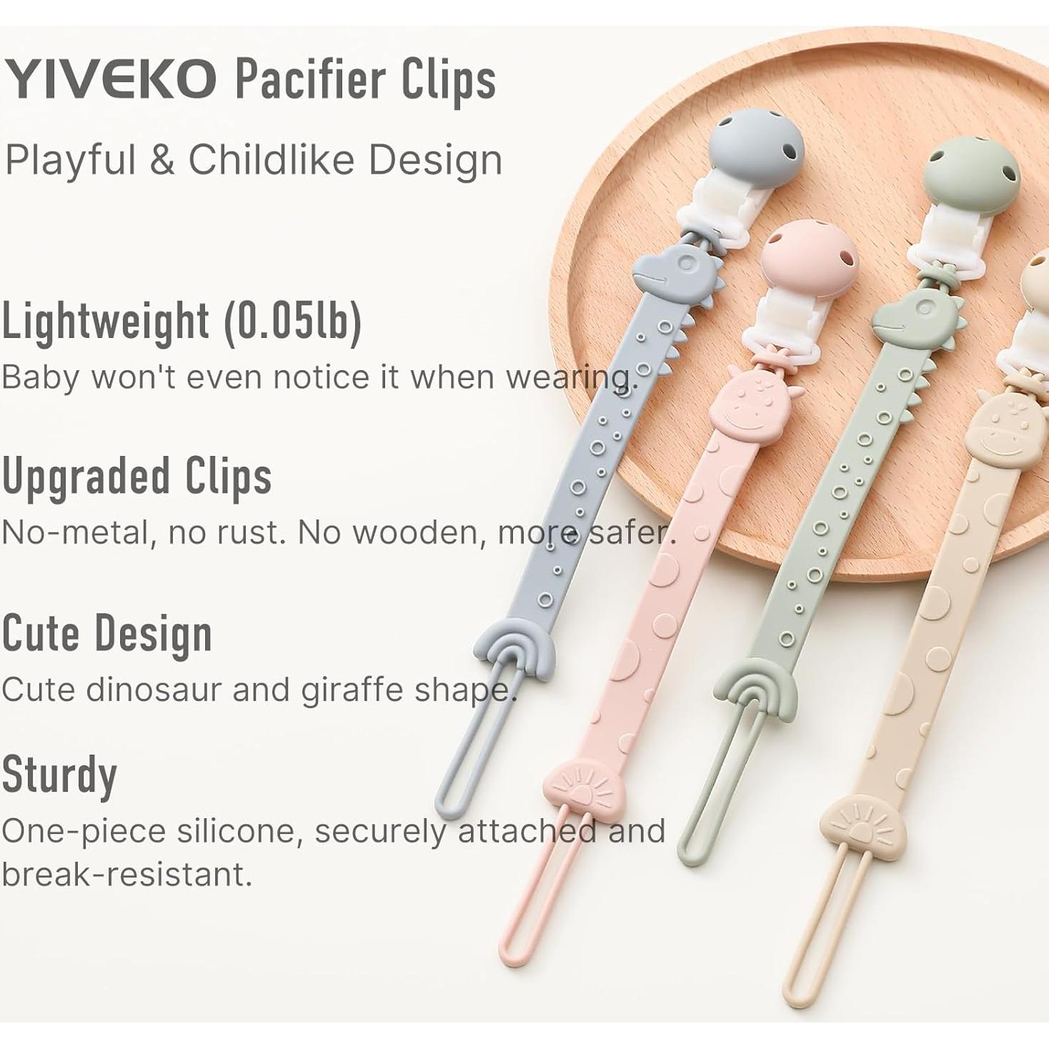 Clip de Chupete de Silicona 4 Pcs YI2307 Marfil y Azul Bebé